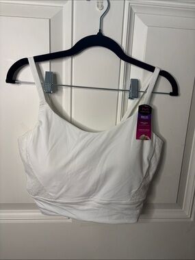 NWT Maidenform White Wireless Longline Bralette with Lace Side Panels